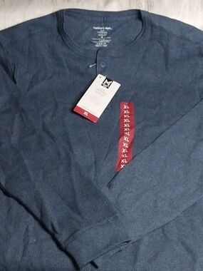 Men’s Long-Sleeve Henley Shirt in Navy by Members Mark